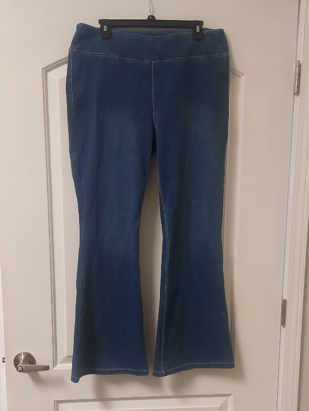 Dictionary Blue Med Wash Wide Waist Pull On Flare Jeans Sz XL